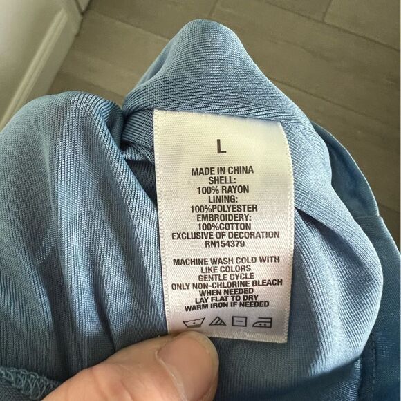 Aeropostale Solid Swiss Dot Fit & Flare Dress Blue size Large - Picture 10 of 10